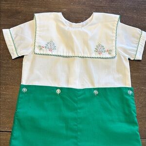 New Auraluz 2-Piece Embroidered Christmas Trees Romper